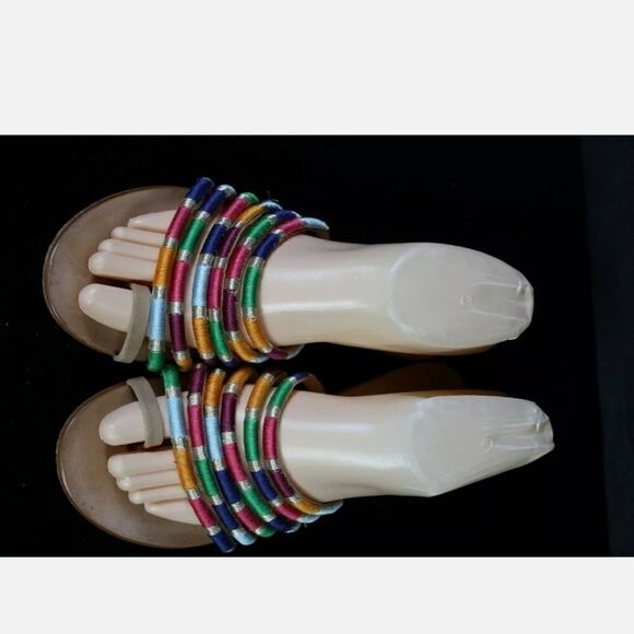 SCHUTZ Multicolor Braided Carmen Leather Slip On Sandal Women's Size 7B - Picture 4 of 9